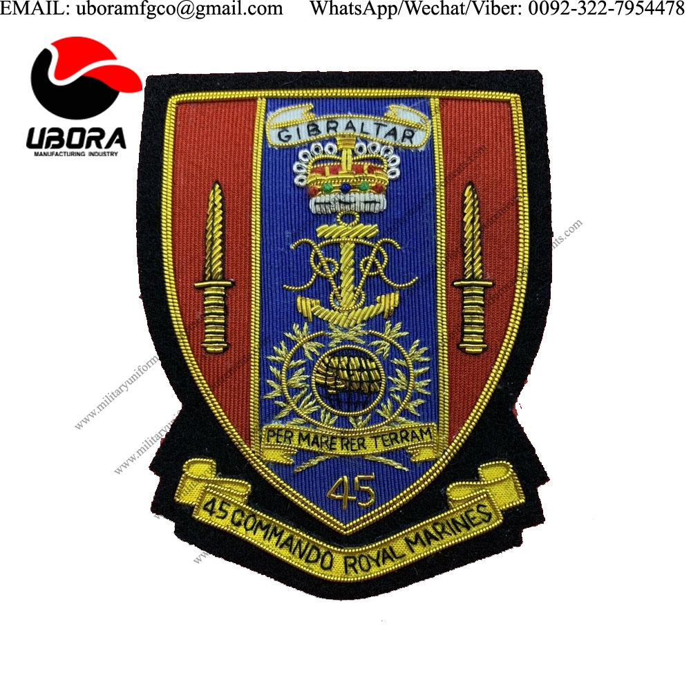 45 Commando Royal Marines emblem blazer badge Handmade Bullion & Wire Badge (Gibraltar) 45 Commando 
